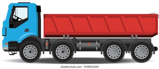 Dump truck construction machinery vehicles. Vector Truck, Vector Dumper