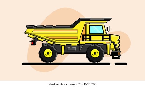 Dump Truck Drawing In Vector Form With A Cartoon Theme