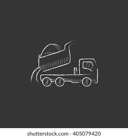 Dump truck. Drawn in chalk icon.