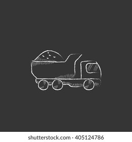 Dump truck. Drawn in chalk icon.