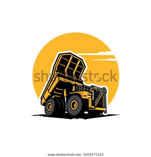 dump truck,\
earth mover illustration logo\
vector