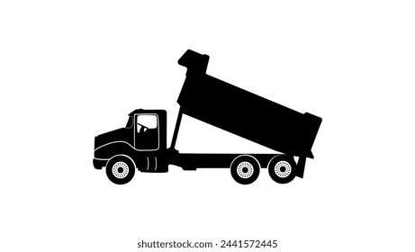  Dump truck emblem, black isolated silhouette