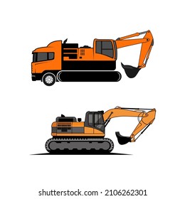 dump truck and excavator illustration