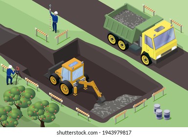 dump truck and excavator on a construction site