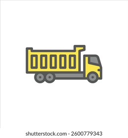 Dump Truck filled outline icon. dump truck colour line illustration