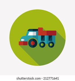 Dump truck flat icon with long shadow,eps10
