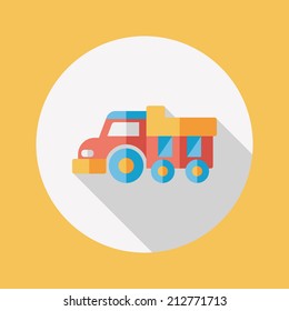 Dump truck flat icon with long shadow,eps10