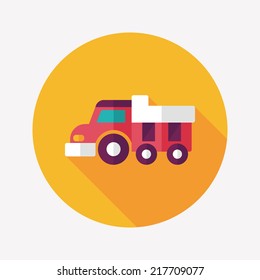 Dump truck flat icon with long shadow,eps10