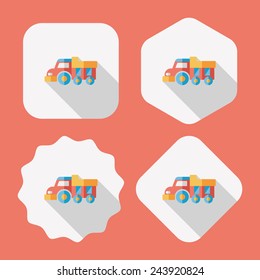 Dump truck flat icon with long shadow,eps10