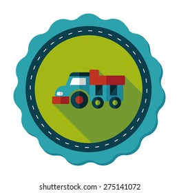 Dump truck flat icon with long shadow,eps10
