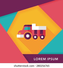 Dump truck flat icon with long shadow,eps10