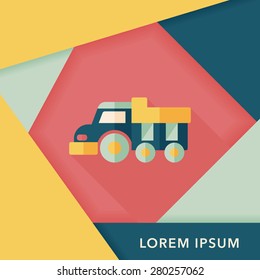 Dump truck flat icon with long shadow,eps10