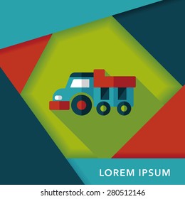 Dump truck flat icon with long shadow,eps10