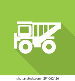 dump truck flat icon with long shadow.
