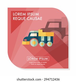Dump truck flat icon with long shadow,eps10