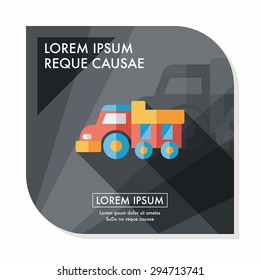Dump truck flat icon with long shadow,eps10