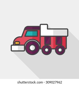Dump truck flat icon with long shadow,eps10