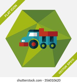 Dump truck flat icon with long shadow,eps10