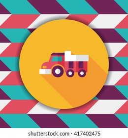 Dump truck flat icon with long shadow,eps10