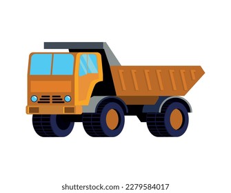Icono plano de camión volcado en ilustración vectorial de fondo blanco