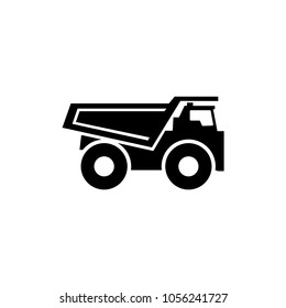 Dump Truck. Flat Vector Icon. Simple black symbol on white background