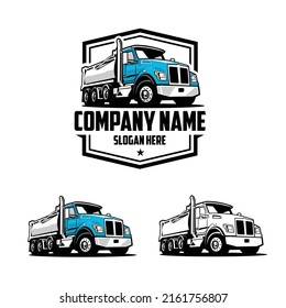 Dump truck freight big rig company emblem badge logo vector bundle set