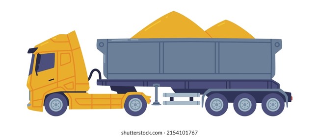 Dump Truck as Freight Delivery Logistics Service Vector Illustration