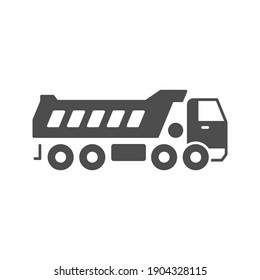 Dump truck glyph icon or industrial vehicle sign
