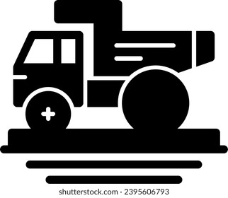 Diseño de vectores de iconos sólidos de glifo de camión volcado