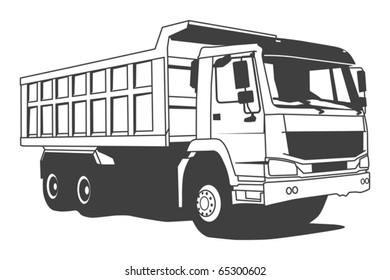 Dump truck hand draw illustration, vector