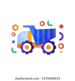 Dump truck, heavy industrial machinery vector Illustration on a white background