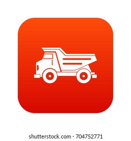 Dump truck icon digital red for any design isolated on white vector illustration
