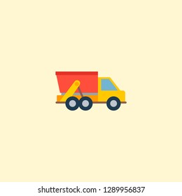 Dump truck icon flat element. Vector illustration of dump truck icon flat isolated on clean background for your web mobile app logo design.