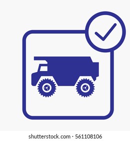 Dump Truck Icon. Flat Isolated Symbol Vector Design Automotive