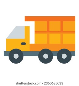 dump truck icon in flat style isolated on white background. Construction tools, vector illustration for graphic design projects