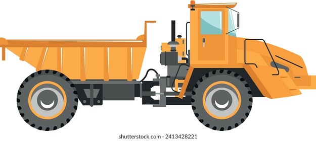 Dump Truck Icon in Flat Style. Vector Illustration