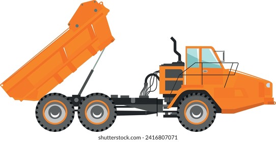 Dump Truck Icon in Flat Style. Vector Illustration