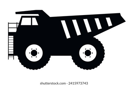 Dump truck icon. Large haul truck side. Vector illustration. Eps 10.