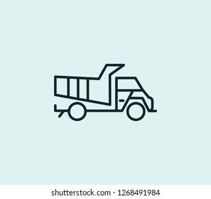 Dump truck icon line isolated on clean background. Dump truck icon concept drawing icon line in modern style. Vector illustration for your web mobile logo app UI design.