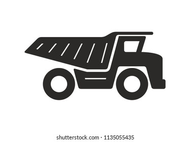 Dump truck icon, Monochrome style. isolated on white background