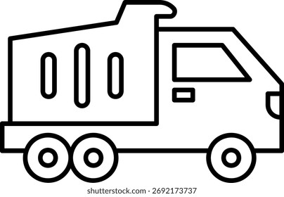 Dump Truck Icon, Outline Vector Illustration