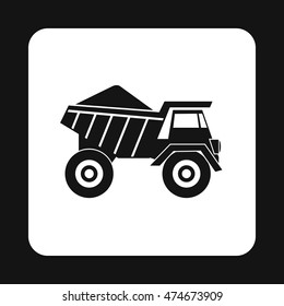 Dump truck icon in simple style isolated on white background. Transport symbol