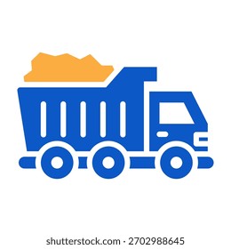 Icono de camión volquete Ilustración vectorial de diseño de color sólido