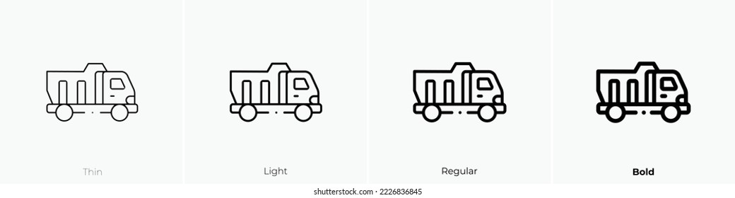 dump truck icon. Thin, Light Regular And Bold style design isolated on white background