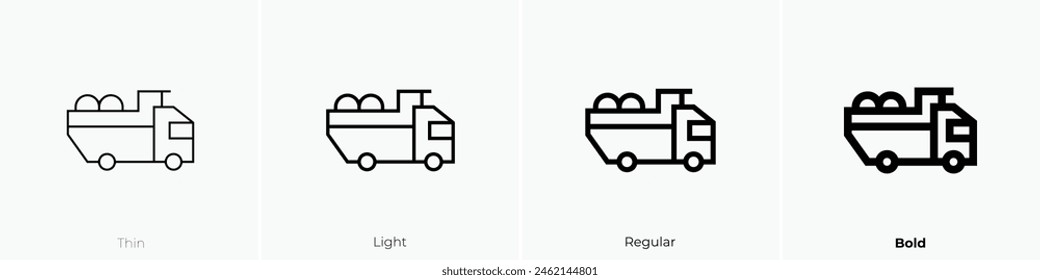 dump truck icon. Thin, Light Regular And Bold style design isolated on white background