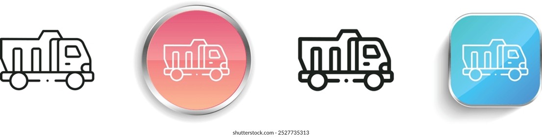 dump truck icon. Thin Linear, Regular and Button Style Design Isolated On White Background