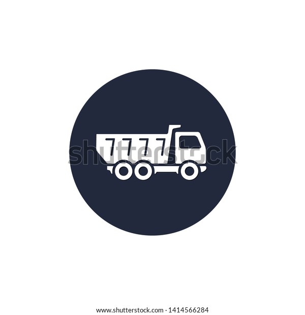Dump truck icon, Tipper truck symbol, tip\
lorry isolated vector\
illustration.