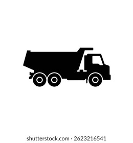 Dump Truck Icon Vector Illustration Silhouette Heavy Equipment Transportation Machine
