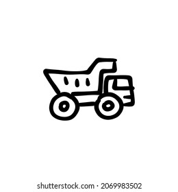 dump truck icon in vector. Logotype - Doodle