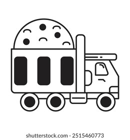 Vector del icono del camión volquete sobre fondo blanco